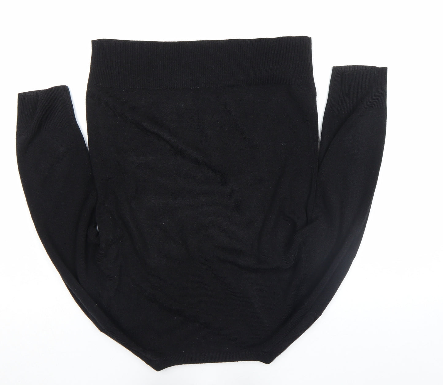 M&Co Womens Black V-Neck 3/4 Sleeve Knit Top Size M