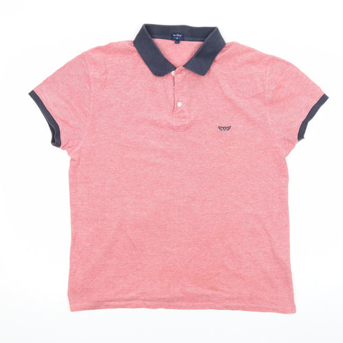 Mr. Blue Men's Pink Cotton Polo Shirt Size L Short Sleeve