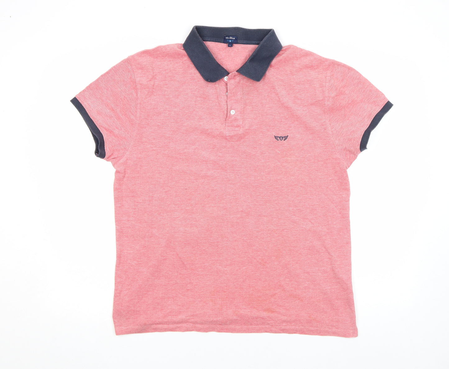 Mr. Blue Men's Pink Cotton Polo Shirt Size L Short Sleeve