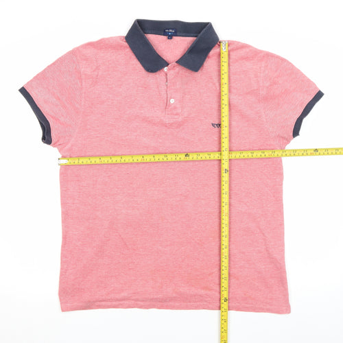 Mr. Blue Men's Pink Cotton Polo Shirt Size L Short Sleeve