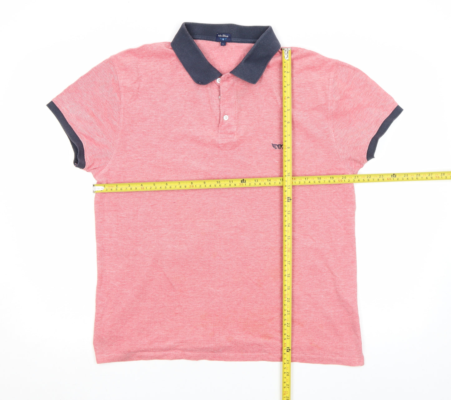 Mr. Blue Men's Pink Cotton Polo Shirt Size L Short Sleeve