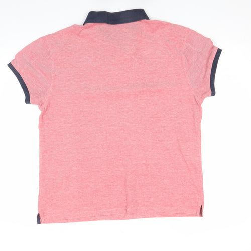 Mr. Blue Men's Pink Cotton Polo Shirt Size L Short Sleeve