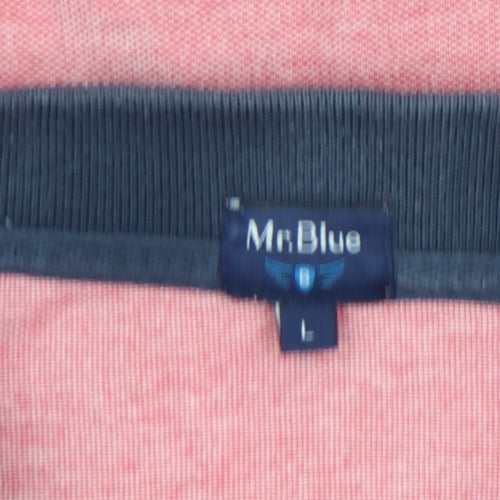 Mr. Blue Men's Pink Cotton Polo Shirt Size L Short Sleeve