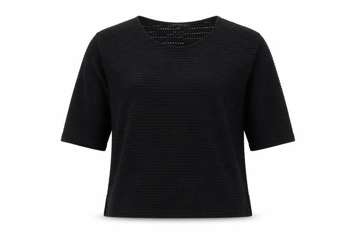 French Connection Women Black XS Cotton Blend 3/4 Sleeve Top
