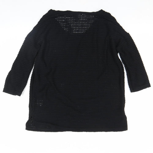 French Connection Women Black XS Cotton Blend 3/4 Sleeve Top