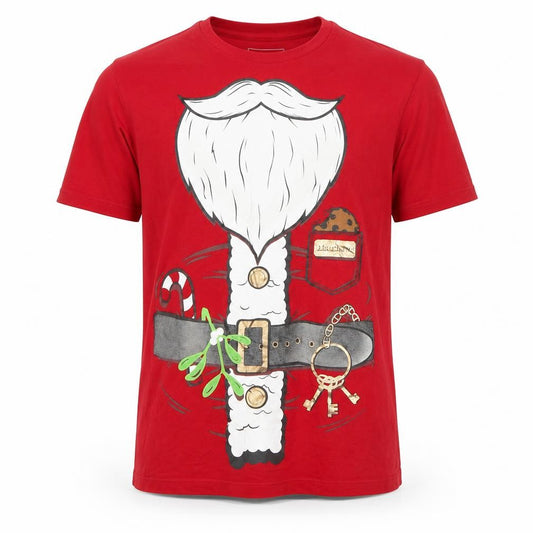 Front view of F&F Men Red Christmas Santa Graphic Cotton T-Shirt L