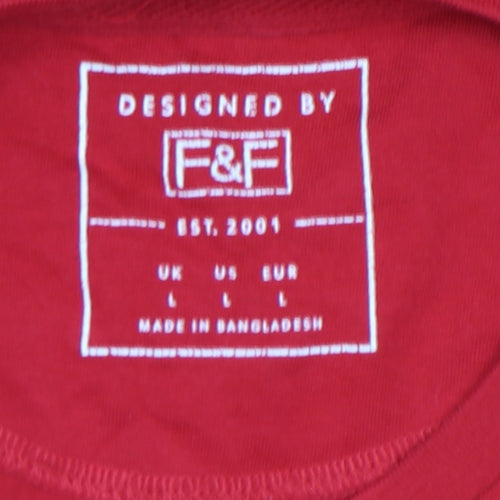 F&F Men Red Christmas Santa Graphic Cotton T-Shirt L