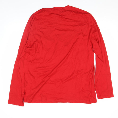 Disney Men's Red Christmas Crew Long Sleeve Cotton Top XL