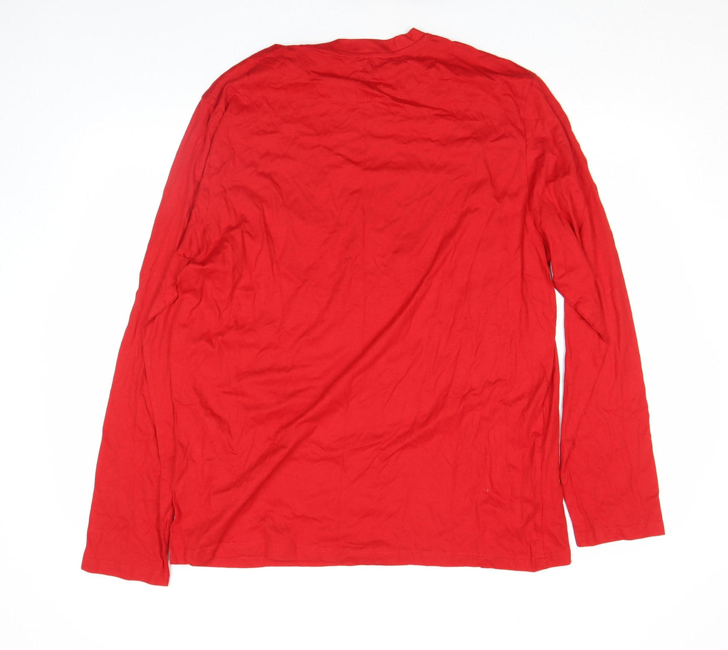 Disney Men's Red Christmas Crew Long Sleeve Cotton Top XL