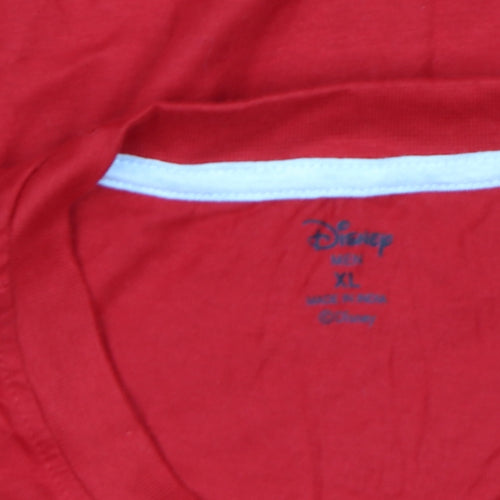 Disney Men's Red Christmas Crew Long Sleeve Cotton Top XL