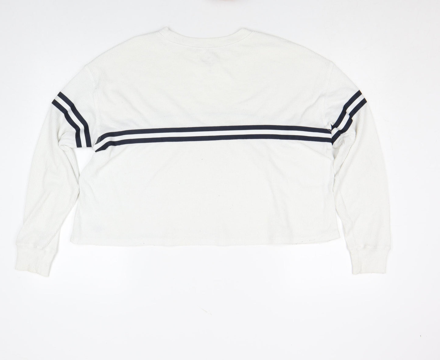 Hollister Women White Long Sleeve Crew Neck Relaxed Cotton Tee S