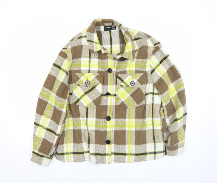 Vero Moda Women Brown Check Flannel Shacket Jacket XS