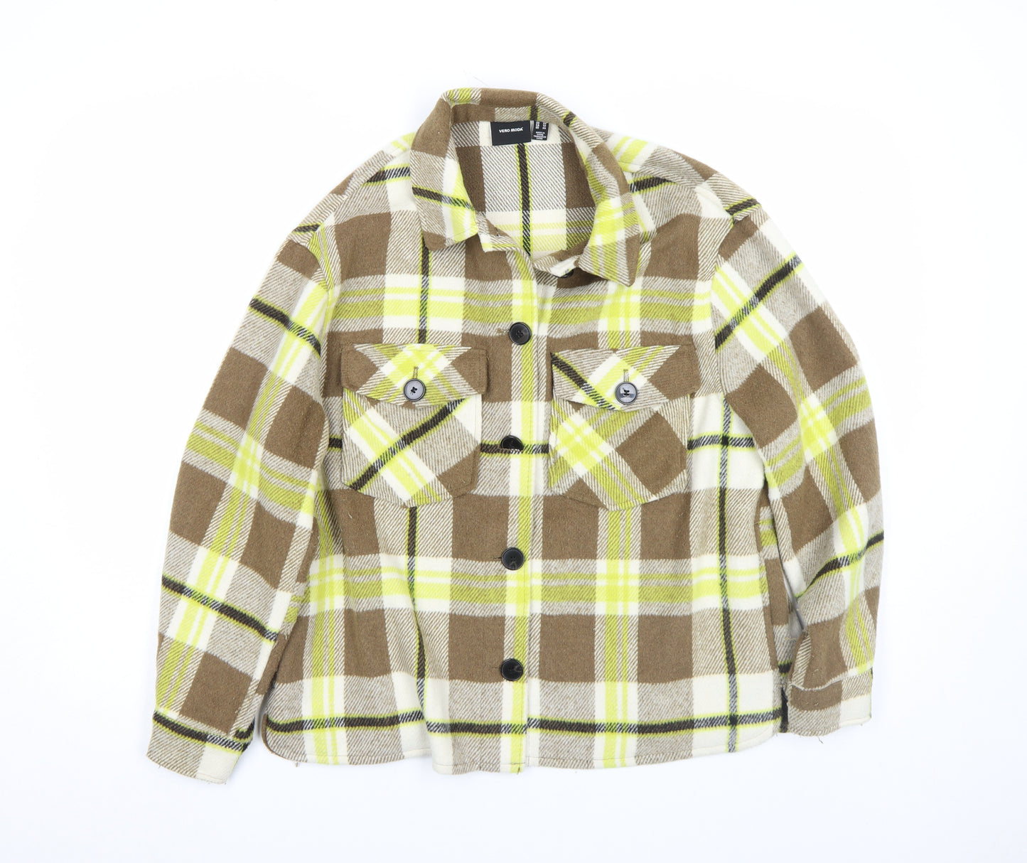 Vero Moda Women Brown Check Flannel Shacket Jacket XS