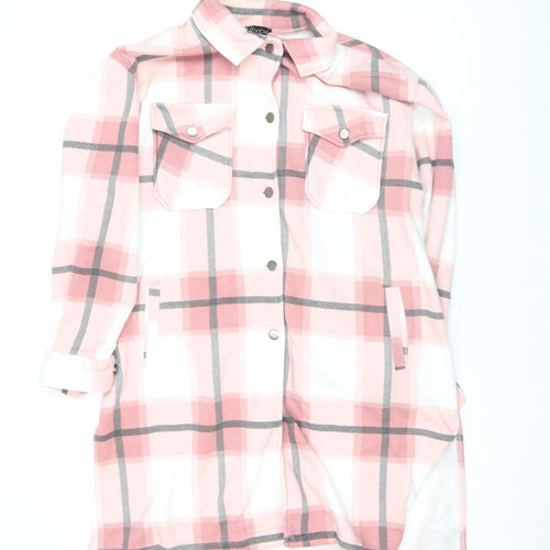 VIVICHI Women Pink Check Flannel Shacket Jacket XL