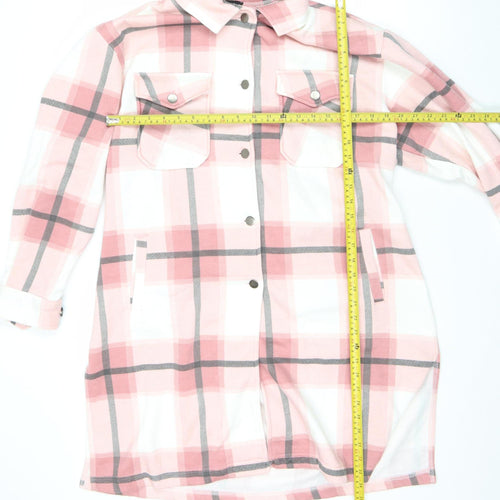 VIVICHI Women Pink Check Flannel Shacket Jacket XL