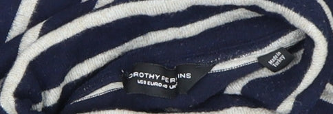 Dorothy Perkins Women Blue Striped Roll Neck Long Sleeve Jumper Size 12