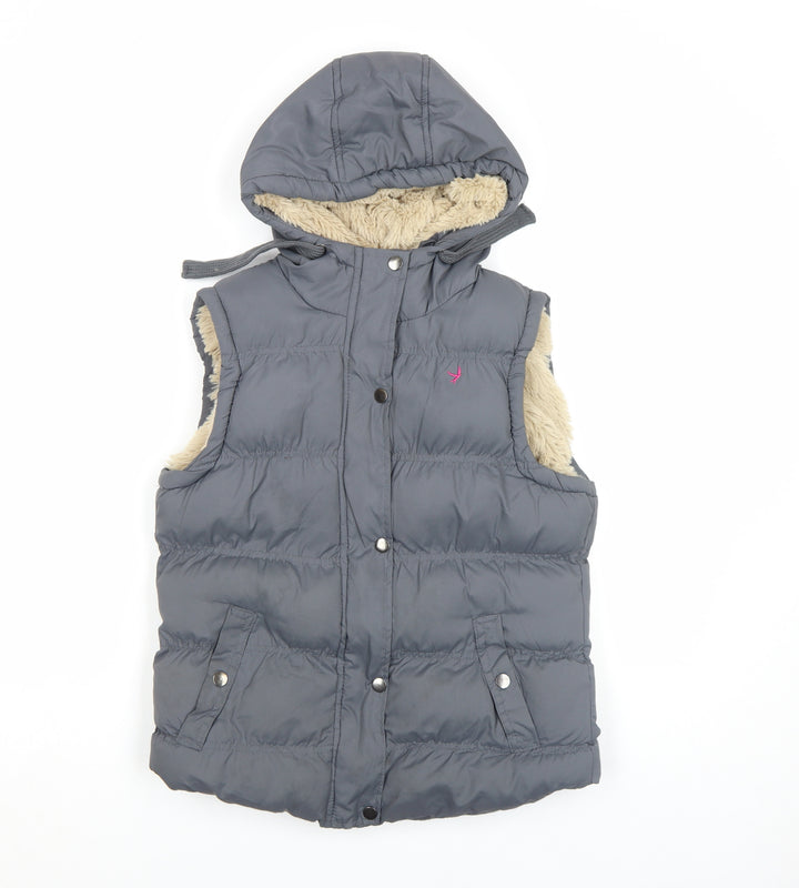 Atmosphere Women's Grey Hooded Puffer Waistcoat Size 10