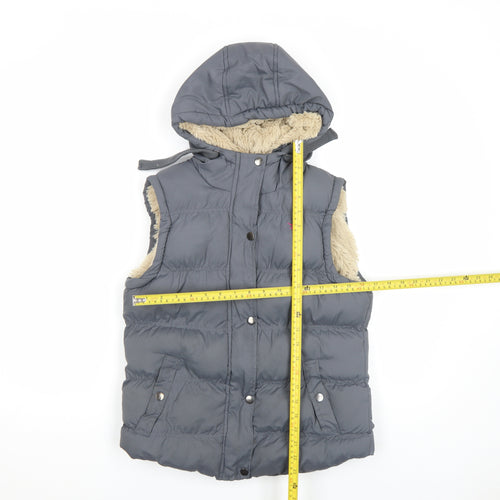 Atmosphere Women's Grey Hooded Puffer Waistcoat Size 10