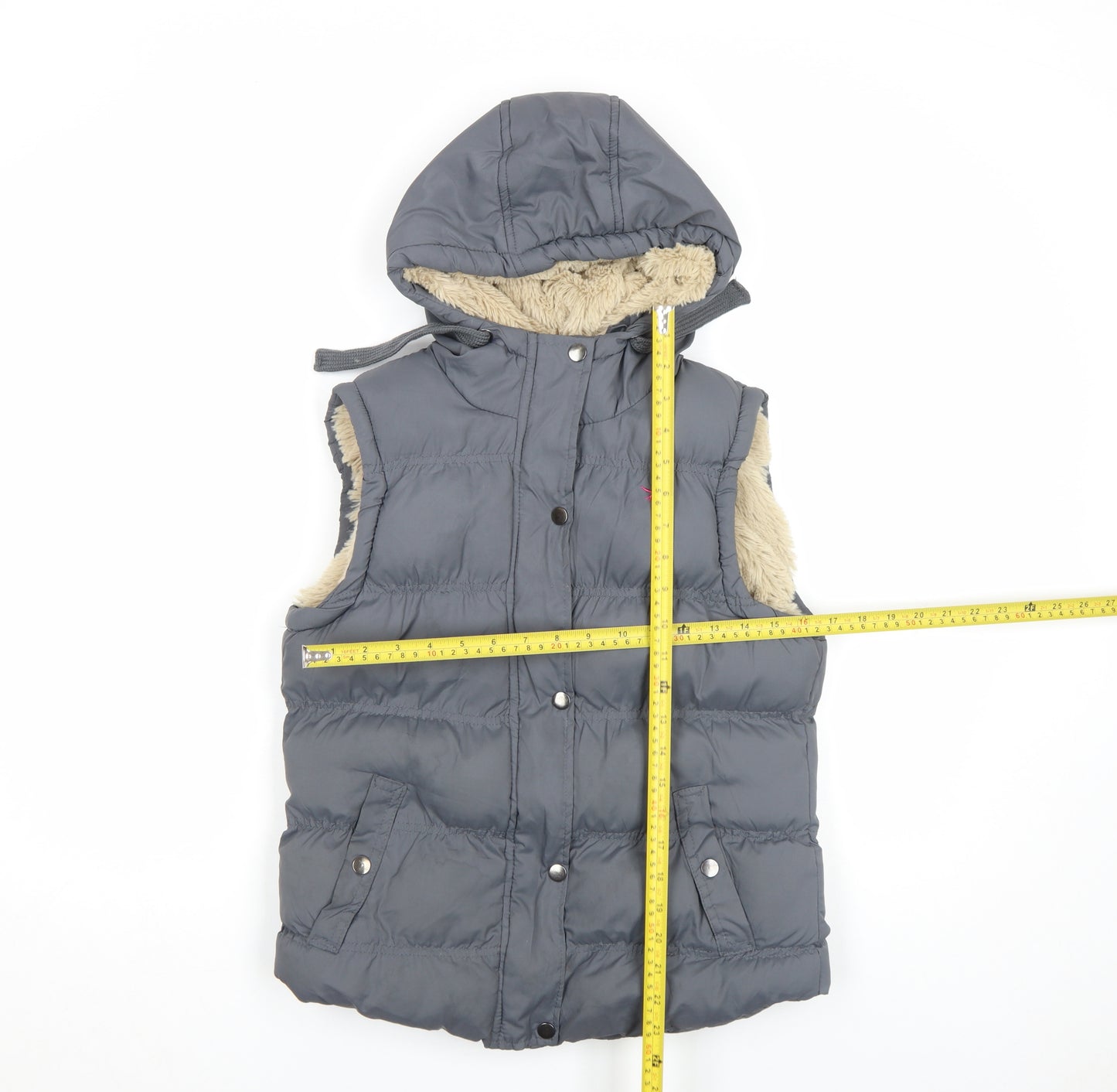 Atmosphere Women's Grey Hooded Puffer Waistcoat Size 10