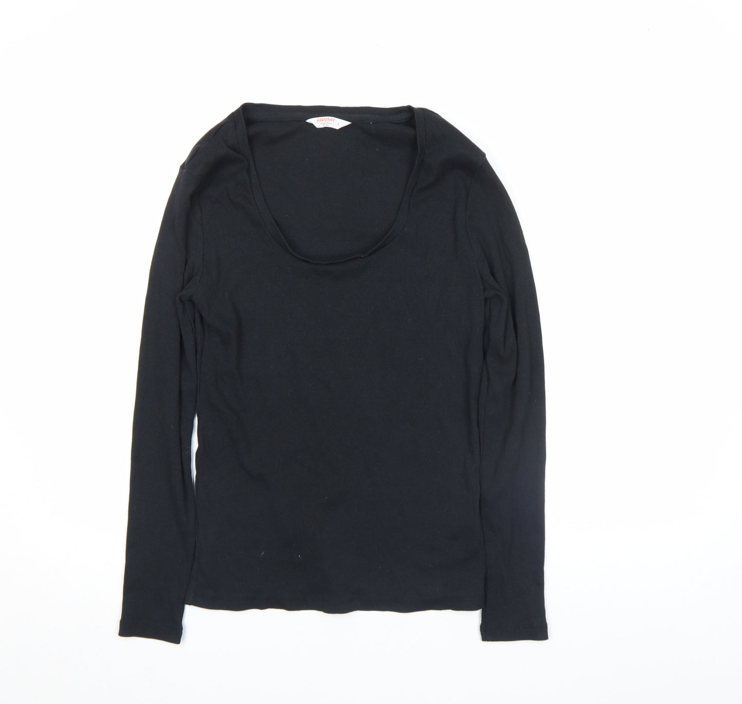 John Lewis ANYDAY Women's Black Long Sleeve Basic T-Shirt L