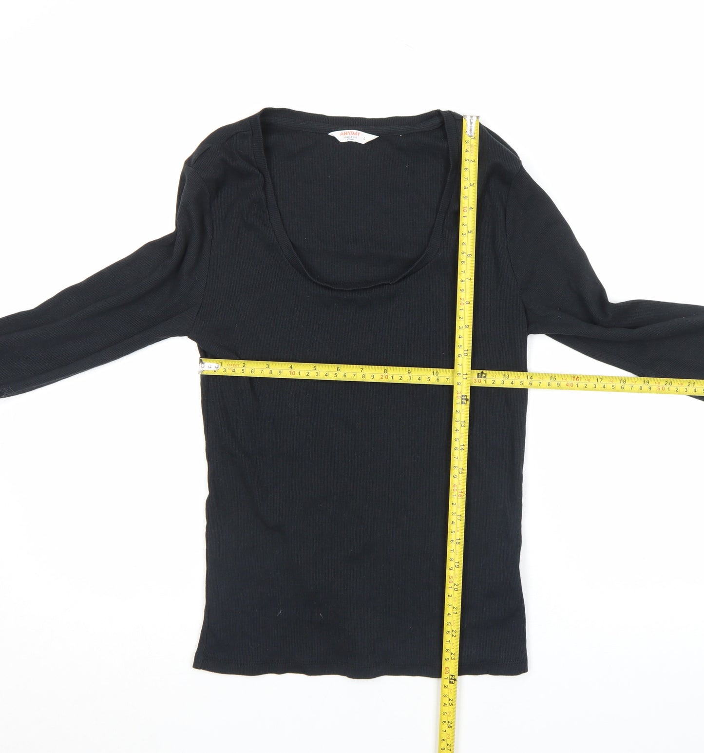 John Lewis ANYDAY Women's Black Long Sleeve Basic T-Shirt L