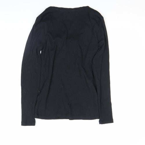 John Lewis ANYDAY Women's Black Long Sleeve Basic T-Shirt L