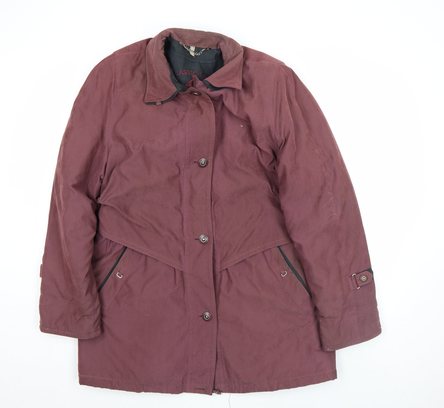 Classic Line Women's Brown Mid-Length Coat Size 16 Lined Buttons