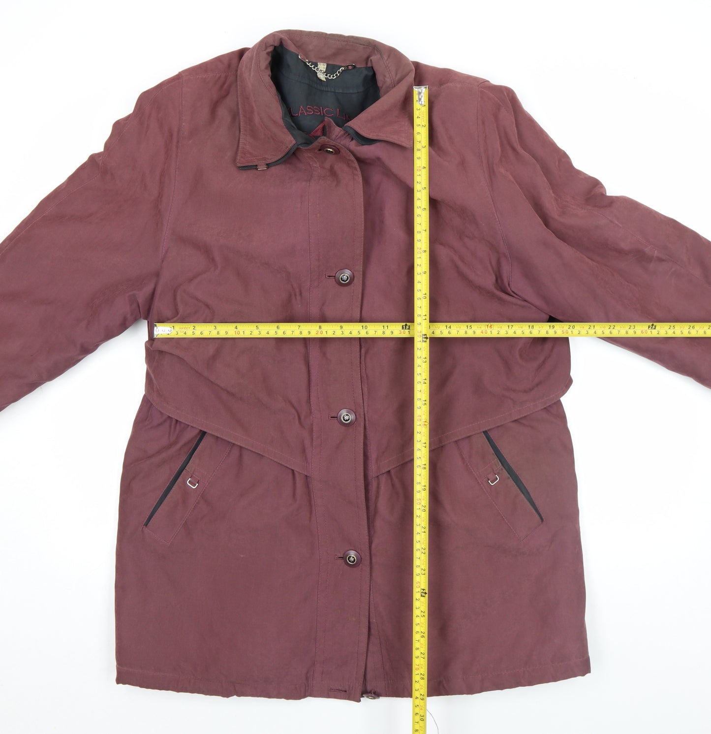 Classic Line Women's Brown Mid-Length Coat Size 16 Lined Buttons