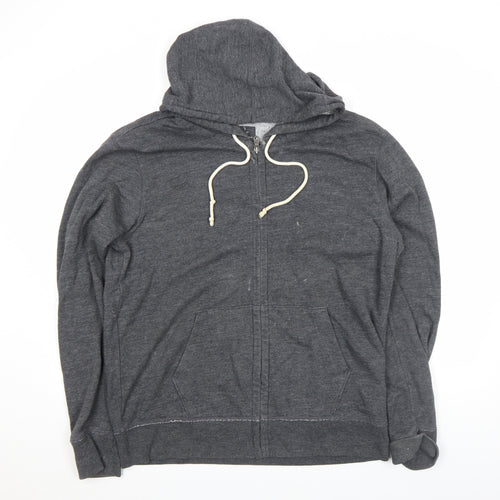 Gap Men's Grey Full Zip Hoodie L Lightweight Cotton Blend