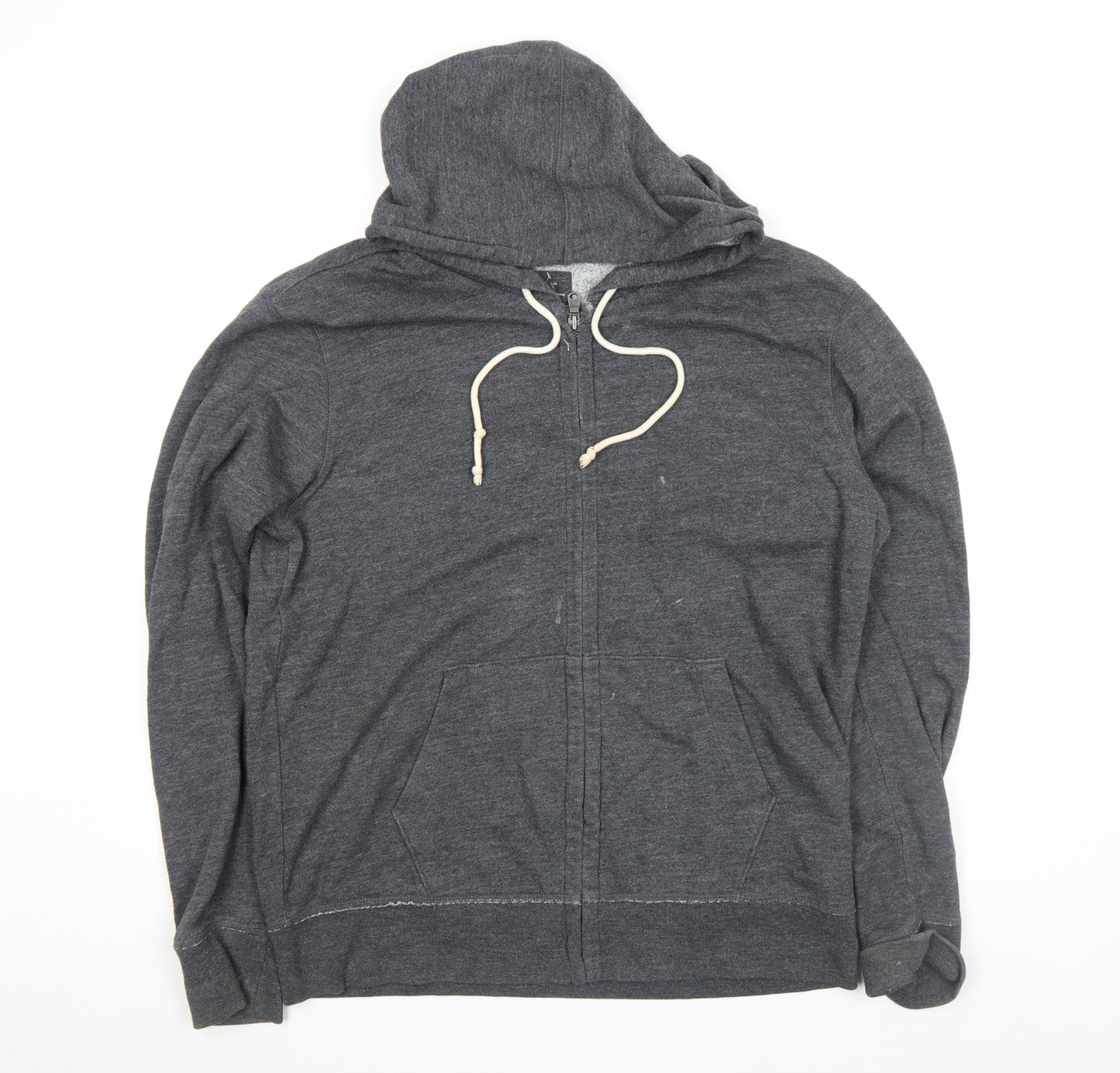 Gap Men's Grey Full Zip Hoodie L Lightweight Cotton Blend
