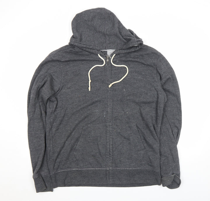 Gap Men's Grey Full Zip Hoodie L Lightweight Cotton Blend