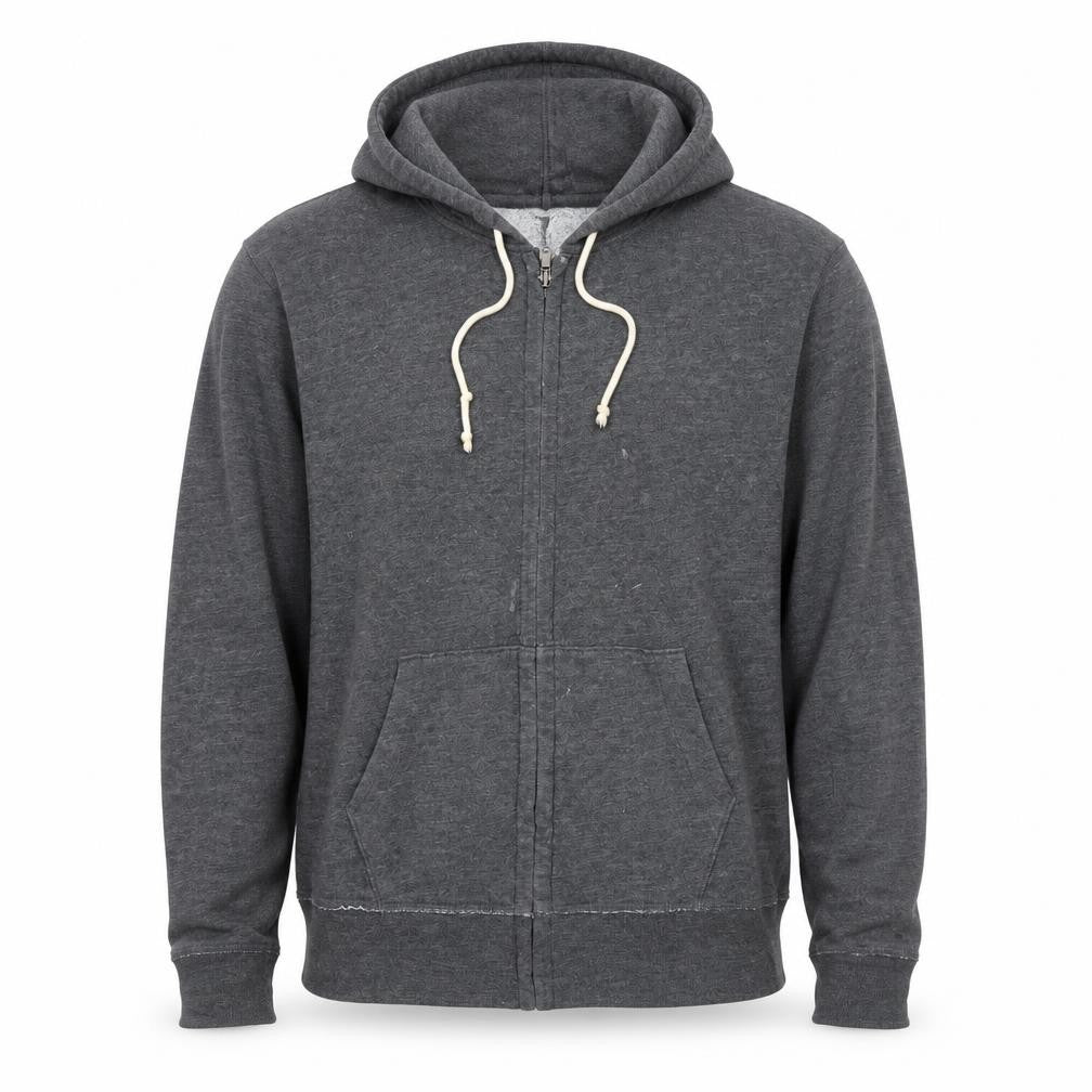 Front view of Gap Men's Grey Full Zip Hoodie L Lightweight Cotton Blend