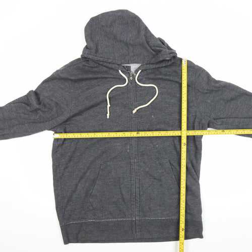 Gap Men's Grey Full Zip Hoodie L Lightweight Cotton Blend
