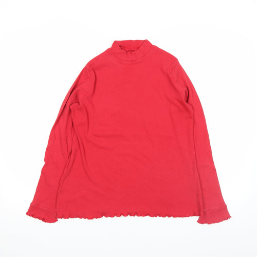 Marks and Spencer Women’s Red Mock Neck Long Sleeve Cotton Top L