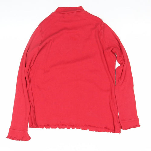 Marks and Spencer Women’s Red Mock Neck Long Sleeve Cotton Top L