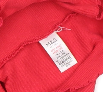 Marks and Spencer Women’s Red Mock Neck Long Sleeve Cotton Top L