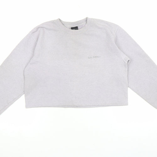 Tots Teams Women Grey Crop Pullover Sweatshirt Size M