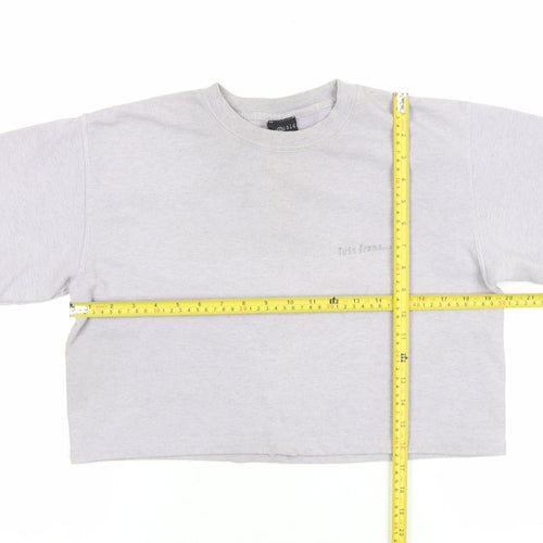 Tots Teams Women Grey Crop Pullover Sweatshirt Size M