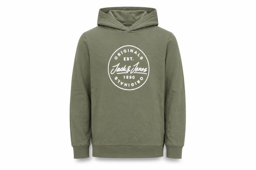Jack & Jones Boys Green Pullover Hoodie Size 164 Logo Print Casual Sweatshirt