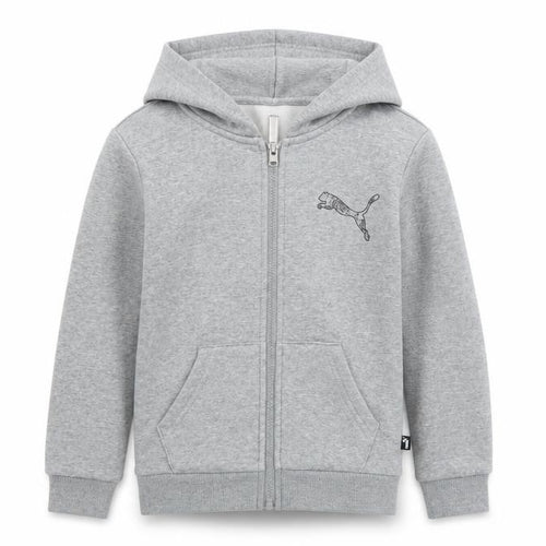 Puma Boys Grey Full Zip Hoodie Size 146 Fleece Logo Sportswear