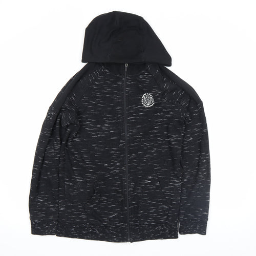 F&F Boys Black Full Zip Hoodie 12-13 Years Gamer Print Cotton Blend