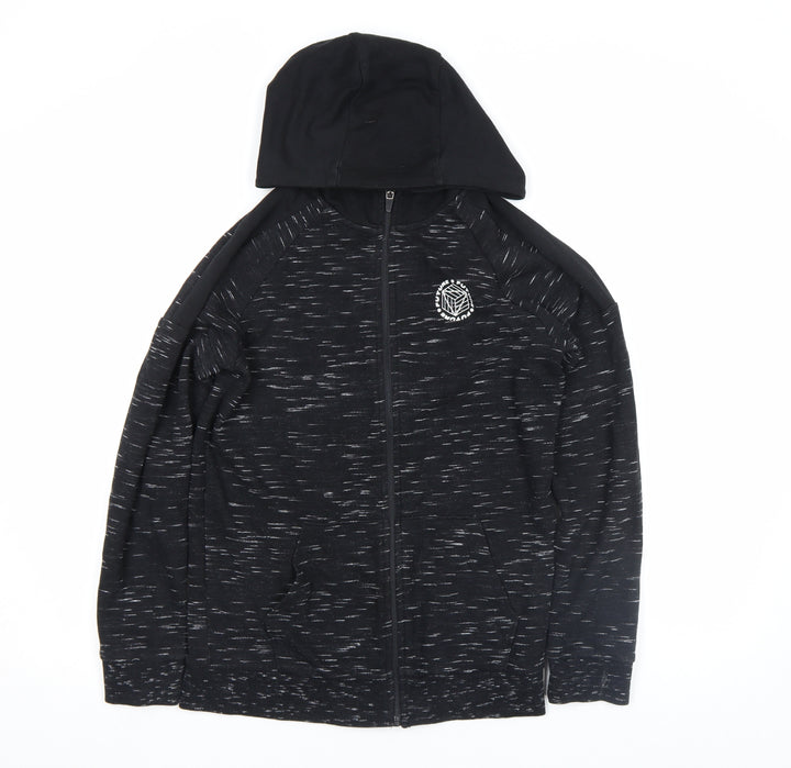 F&F Boys Black Full Zip Hoodie 12-13 Years Gamer Print Cotton Blend