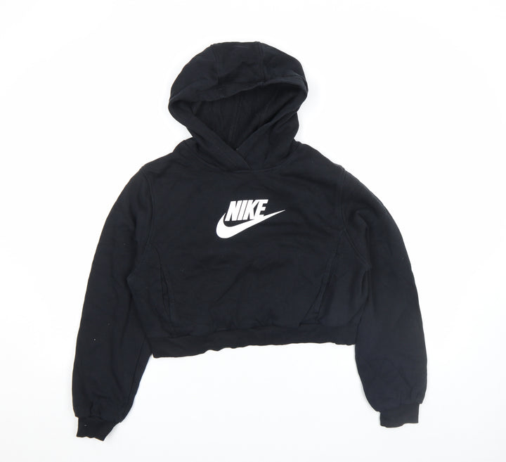 Nike Girls Black XL Pullover Fleece Hoodie with Logo Print