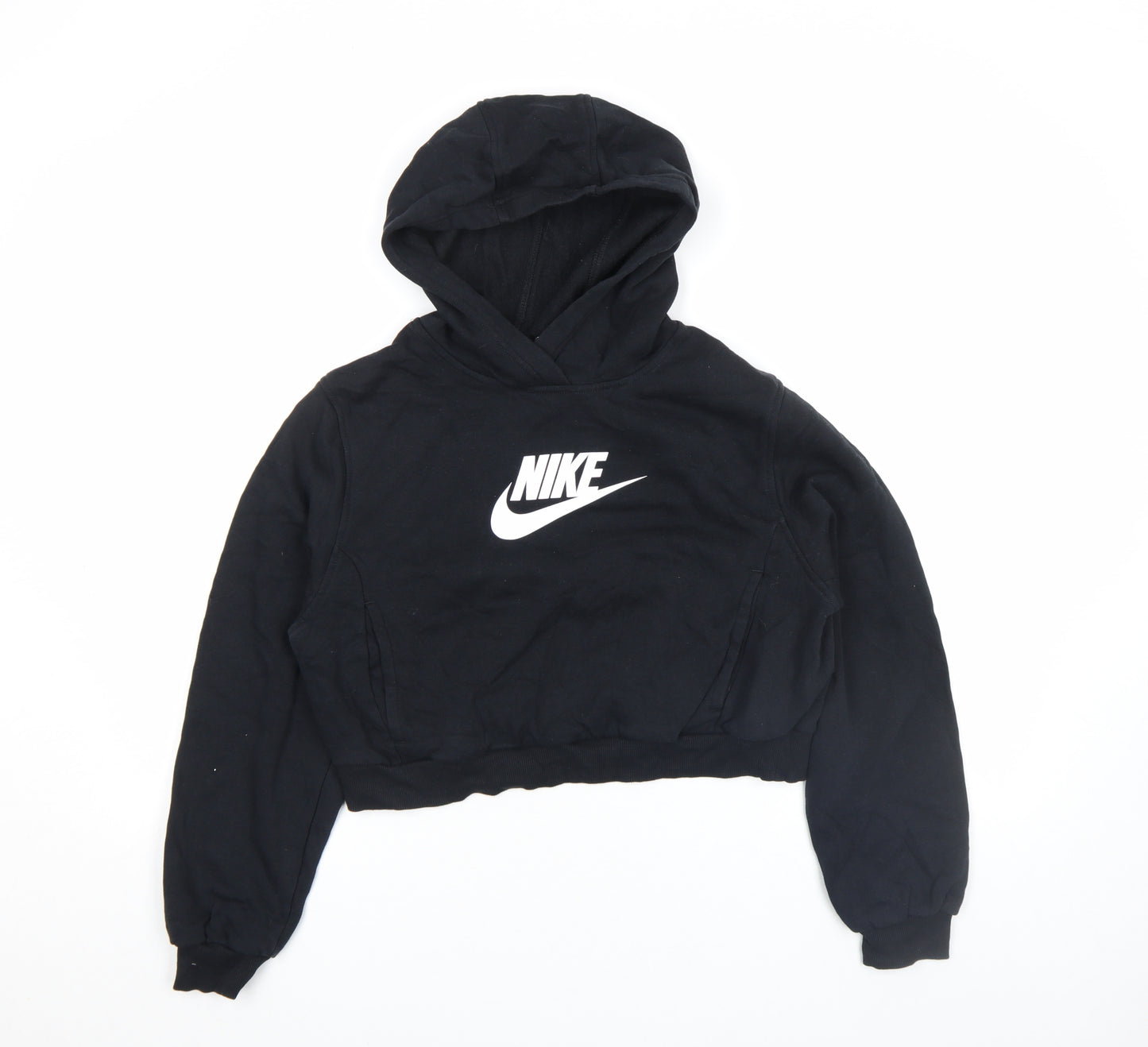 Nike Girls Black XL Pullover Fleece Hoodie with Logo Print