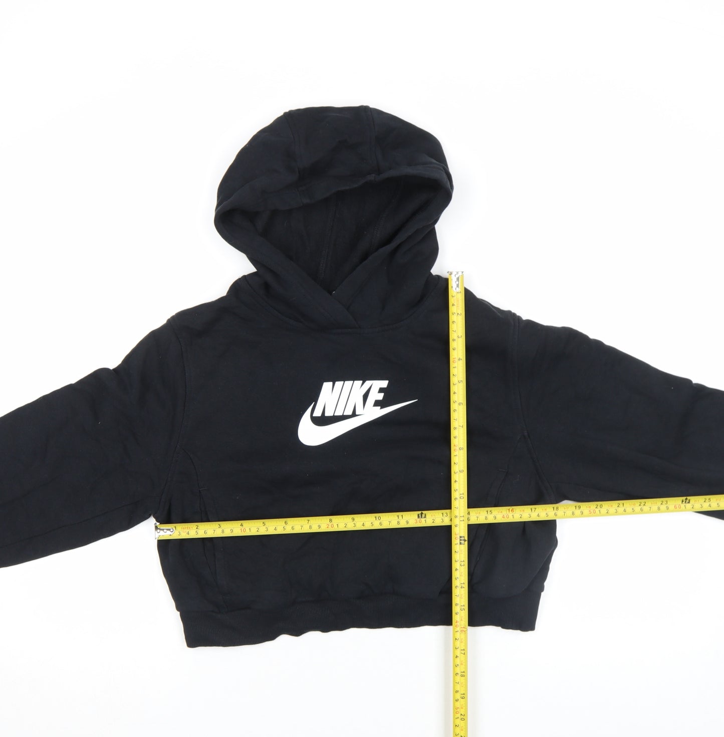 Nike Girls Black XL Pullover Fleece Hoodie with Logo Print