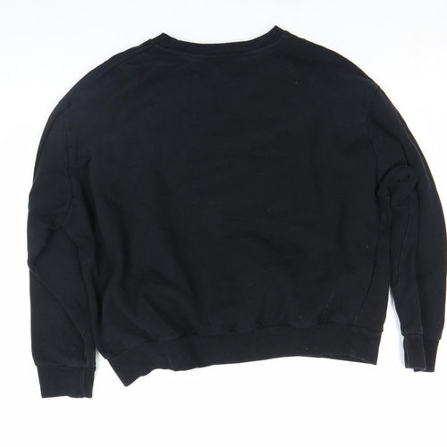 Zapa Womens Black Embroidered Face Graphic Pullover Sweatshirt Size M