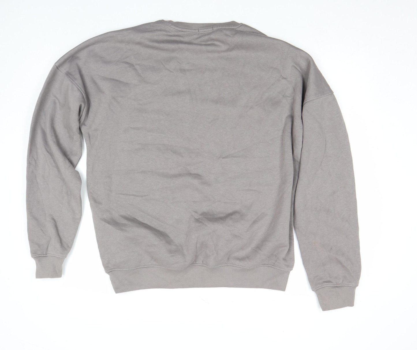 PrettyLittleThing Women Grey Pullover Sweatshirt M Logo Print Crew Neck