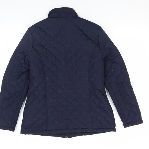 Dash Women Blue Quilted Mid-Length Full Zip Jacket Size 12