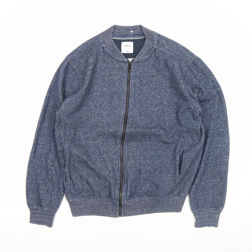 Burton Menswear London Men's Blue Bomber Jacket M Regular Cotton Blend