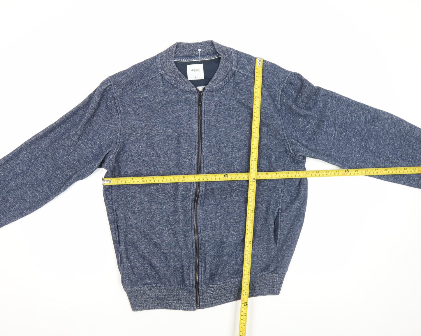 Burton Menswear London Men's Blue Bomber Jacket M Regular Cotton Blend